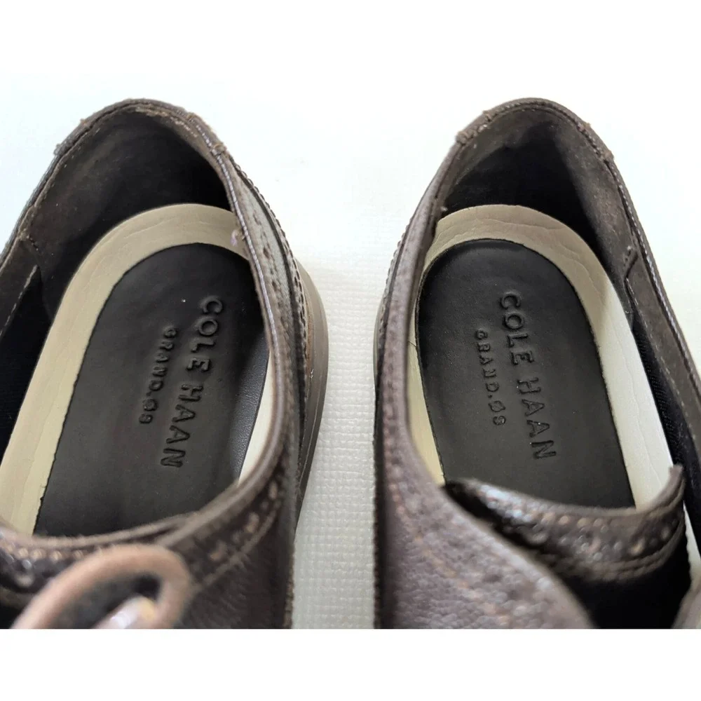 Cole Haan Grand OS Wingtip Oxford‎ Shoe Mens 8 Brown Leather Business Casual